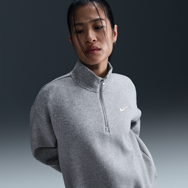 Sveter Nike Sportswear Phoenix Fleece Quarter-Zip Sweatshirt Šedá | HJ0931-063, 4