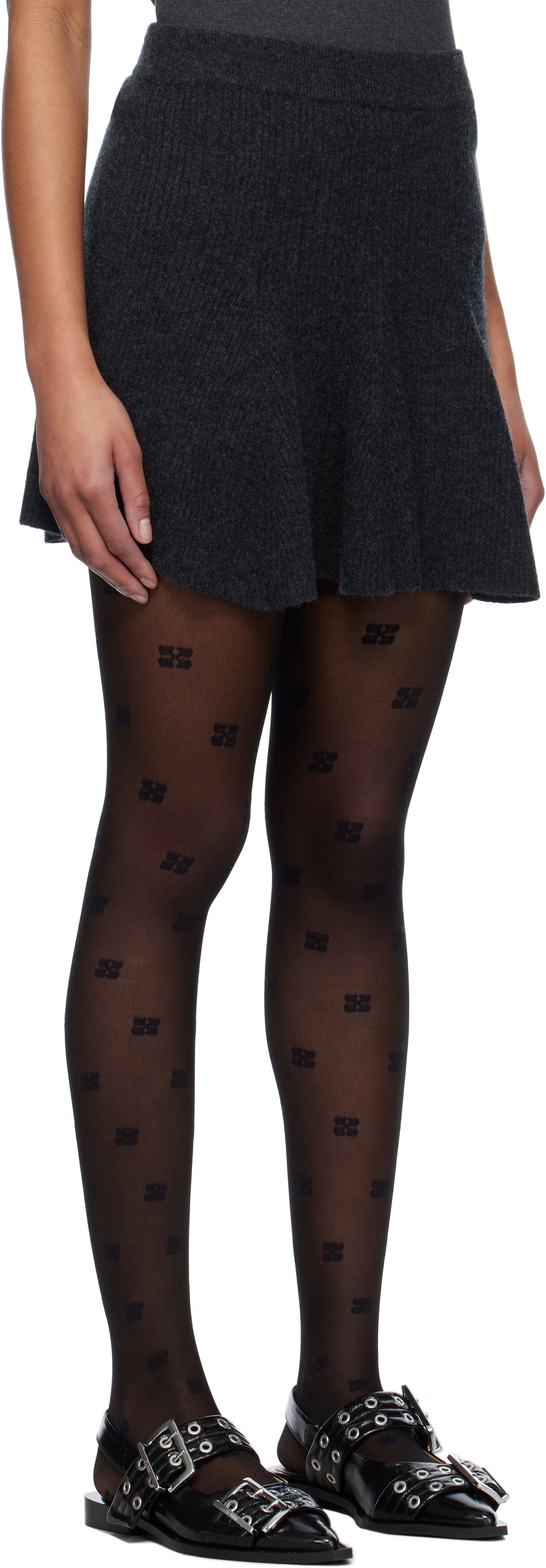 Sukňa GANNI GANNI Cashmere Blend Mini Skirt Šedá | K2420, 1