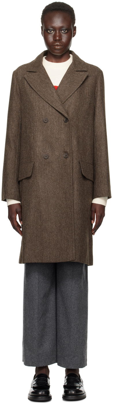 Kabáty A.P.C. Coat Double-Breasted Hnedá | WOARA-F01545