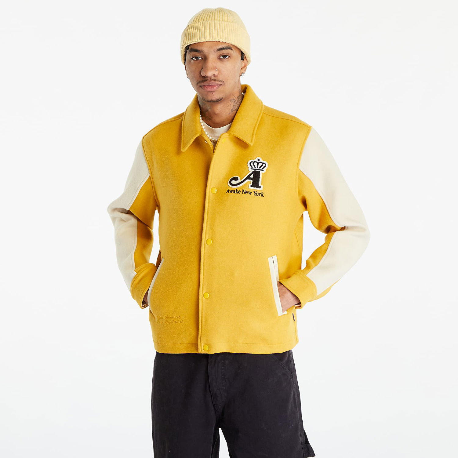 Bomber bunda Awake NY Awake NY Crown Embroidered Varsity Jacket Žltá | AWK-FW23-OT005-SAF, 0