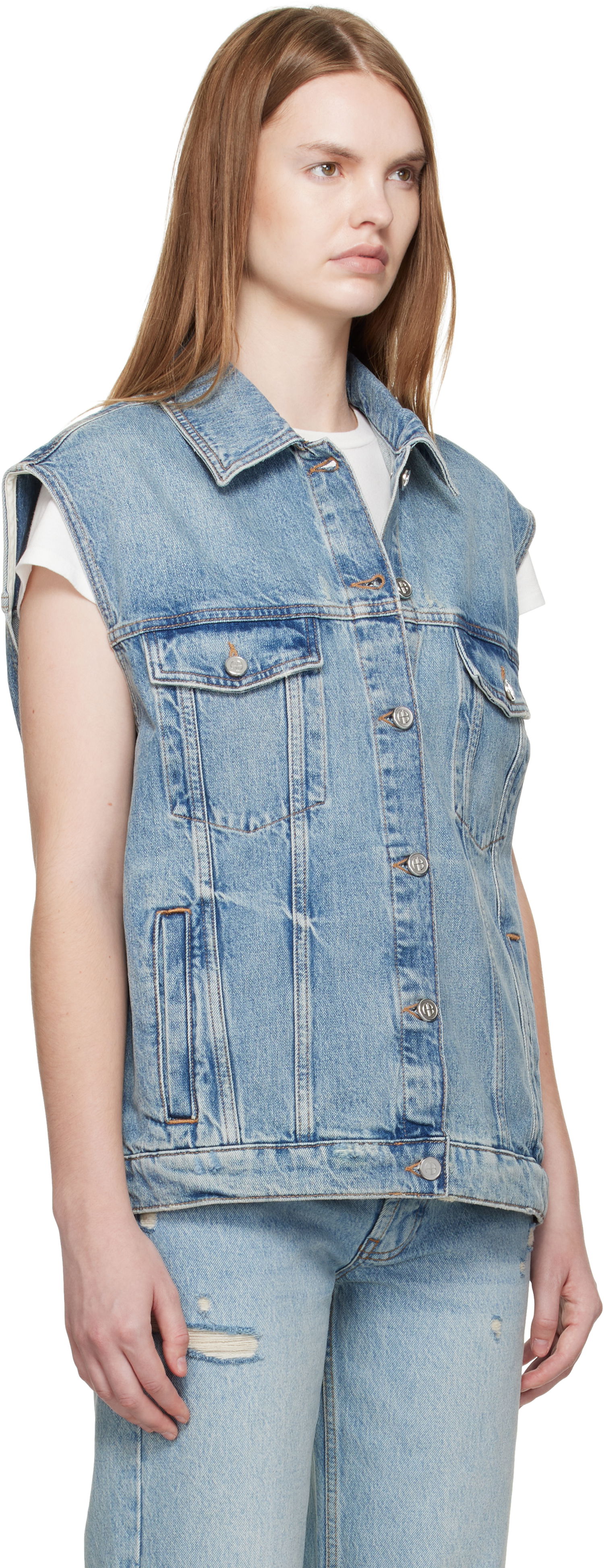 Vesta Anine Bing ANINE BING Rory Denim Vest Modrá | A-01-10857-WHD37, 1