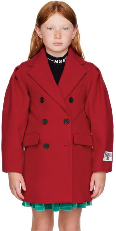 Kabáty MSGM MSGM Kids Double-Breasted Coat Červená | MS029142, 0