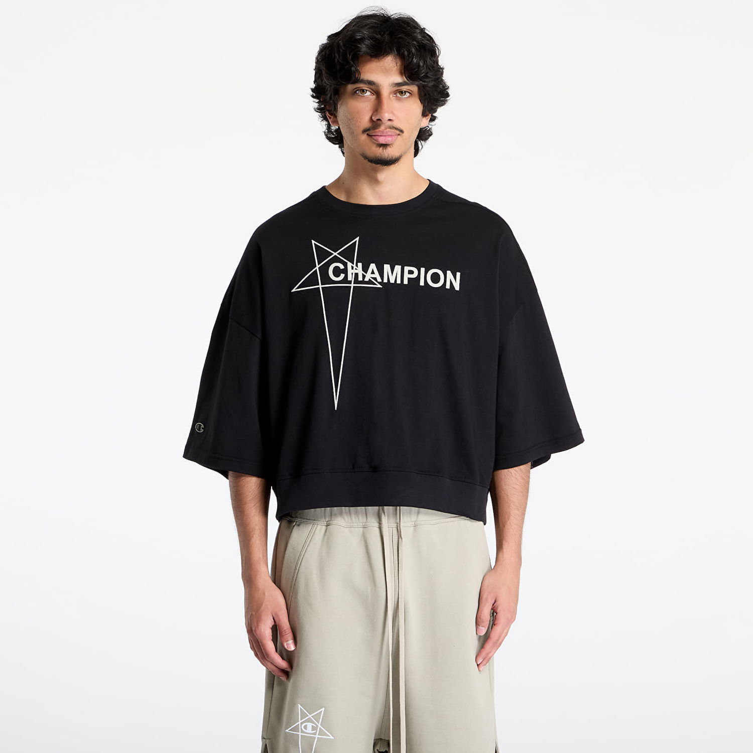 Mikina Rick Owens Rick Owens DRKSHDW x Champion Tommy Cropped T-Shirt Čierna | CM01E1677 CHJG 09, 0