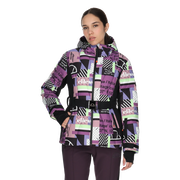 Maya Heritage Geometric Print Belted Puffer Jacket