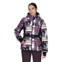 Maya Heritage Geometric Print Belted Puffer Jacket