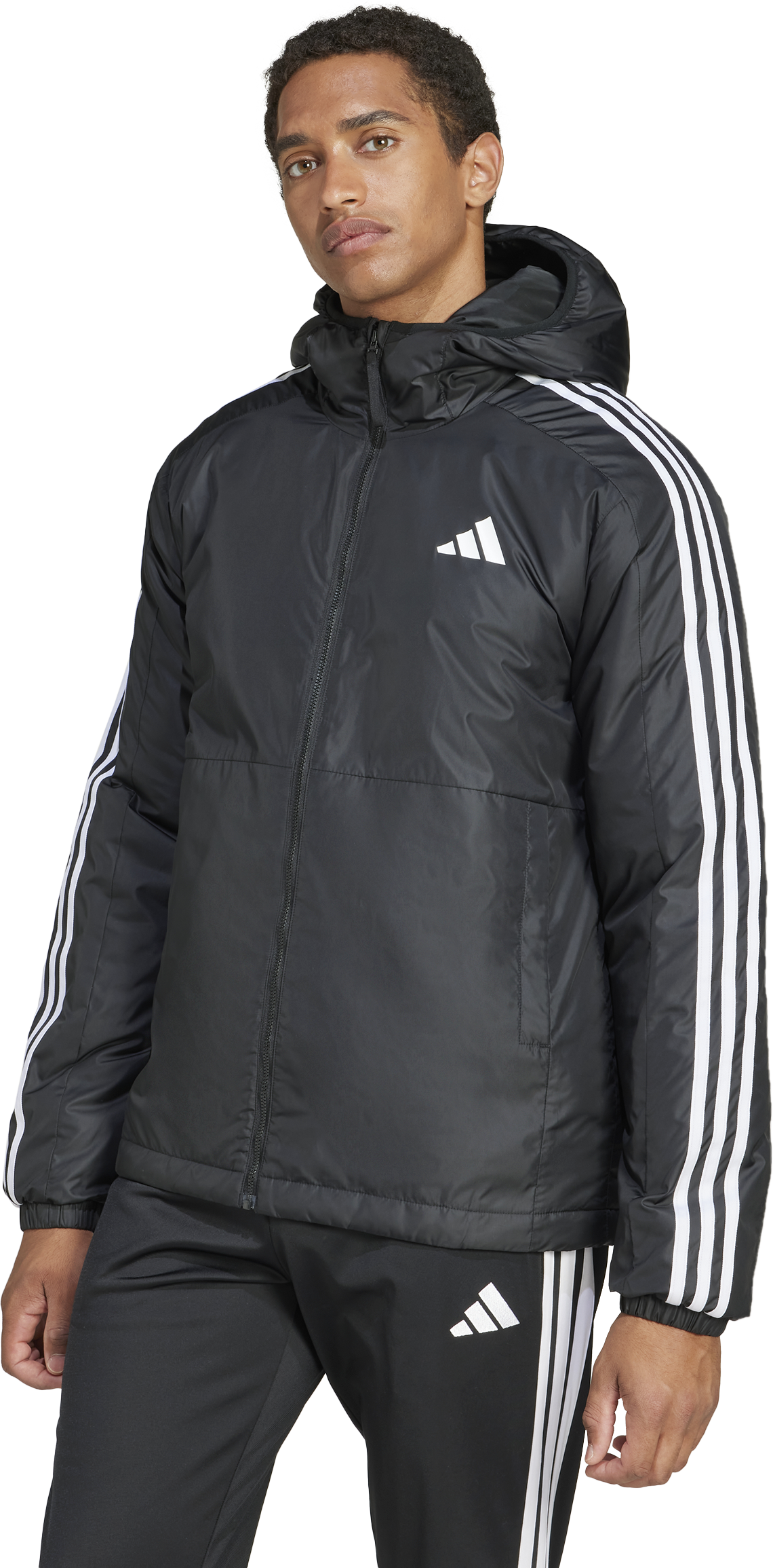 Bunda adidas Originals Essentials 3-Stripes Hooded Jacket Čierna | jd1032, 1