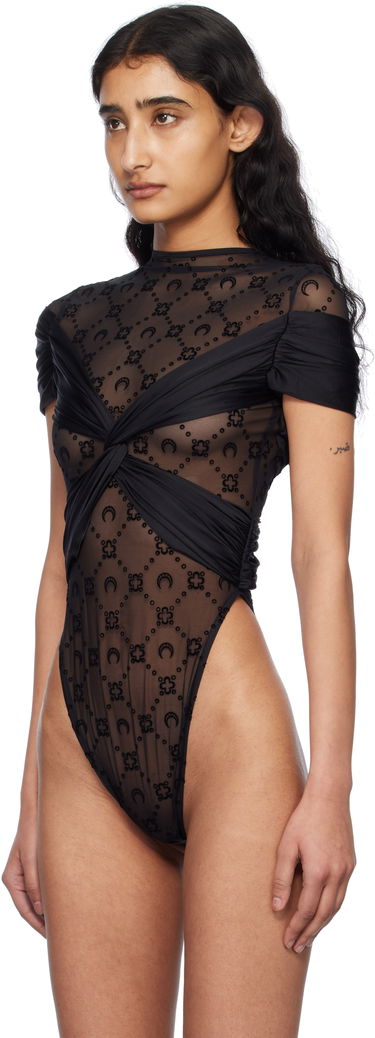 Body Marine Serre Marine Serre Draped Twist-Front Bodysuit Čierna | WTO430A RJER0018, 3