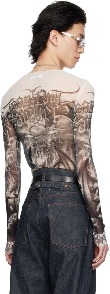 Tričko Jean Paul Gaultier Jean Paul Gaultier 'The Diablo' Graphic Mesh Long Sleeve T-Shirt Biela | 24/25-U-TO137-T546-0100, 2