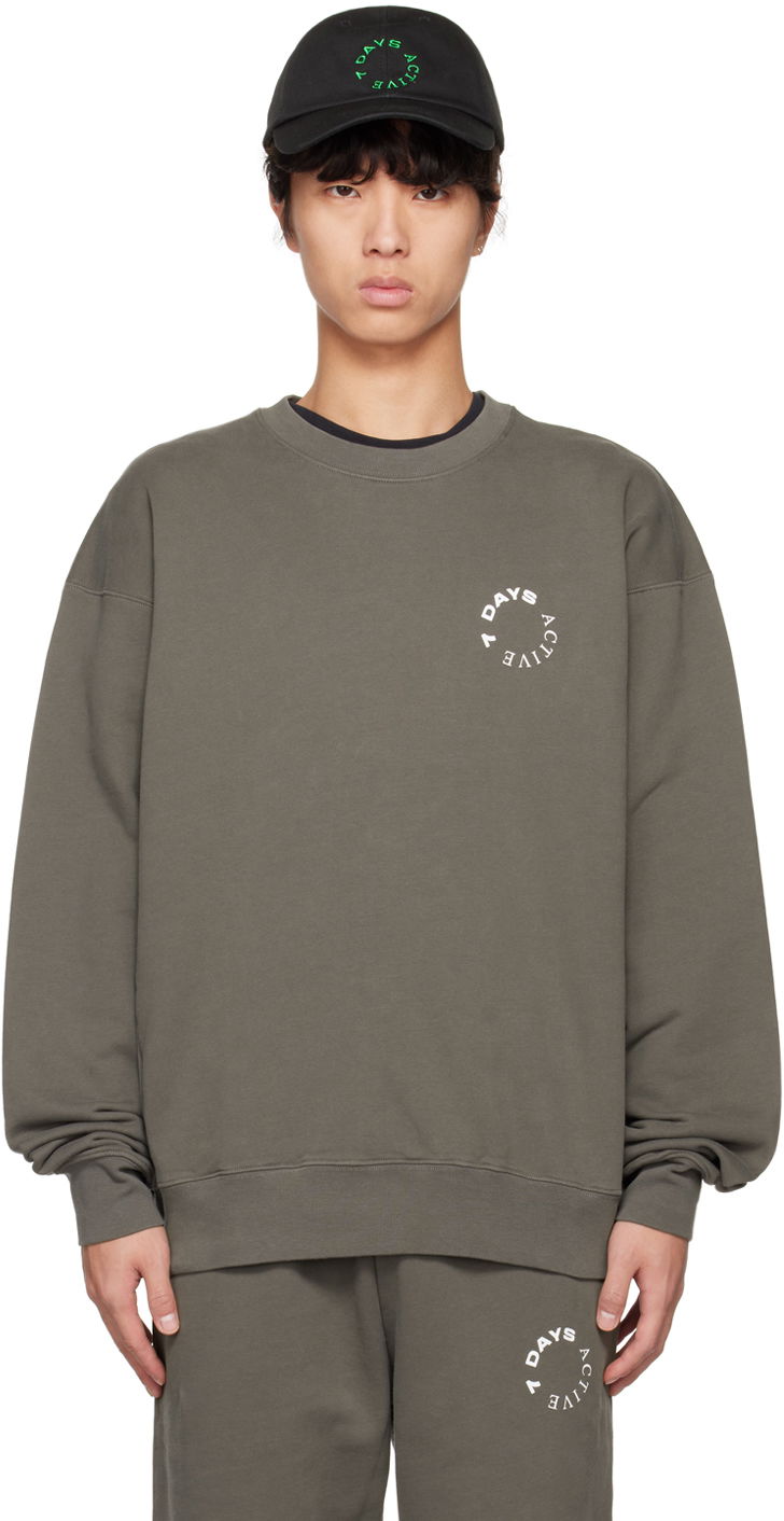 Mikina 7 Days Active Men's Logo-Embroidered Cotton-Jersey Sweatshirt Šedá | 90612, 0