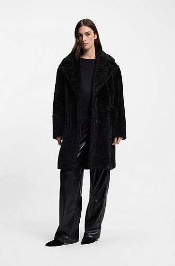 Kabáty BOSS Teddy coat with adjustable collar Čierna | 50548583, 1