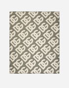 Dolce & Gabbana Wool, Silk, And Cashmere Monogram Pattern Blanket Onesize