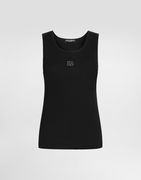 Ribbed Tank Top With Dg Embroidery And Rhinestones