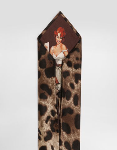 Doplnky Dolce & Gabbana Dolce & Gabbana Satin Tie with Leopard Print Hnedá | GT181EFS1GTHY13M, 3