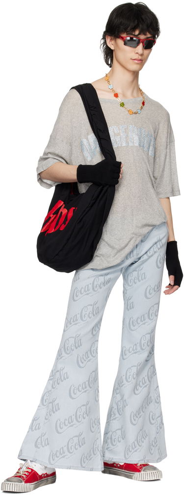 Džínsy ERL Jacquard Logo Pattern Flare Jeans Modrá | ERL08P014, 3