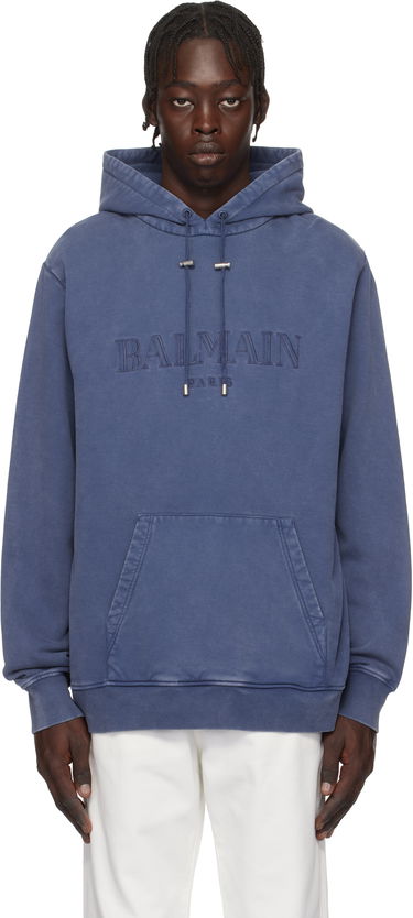 Mikina Balmain Balmain Vintage Embroidered Hoodie Modrá | EH1JT047BC72, 0