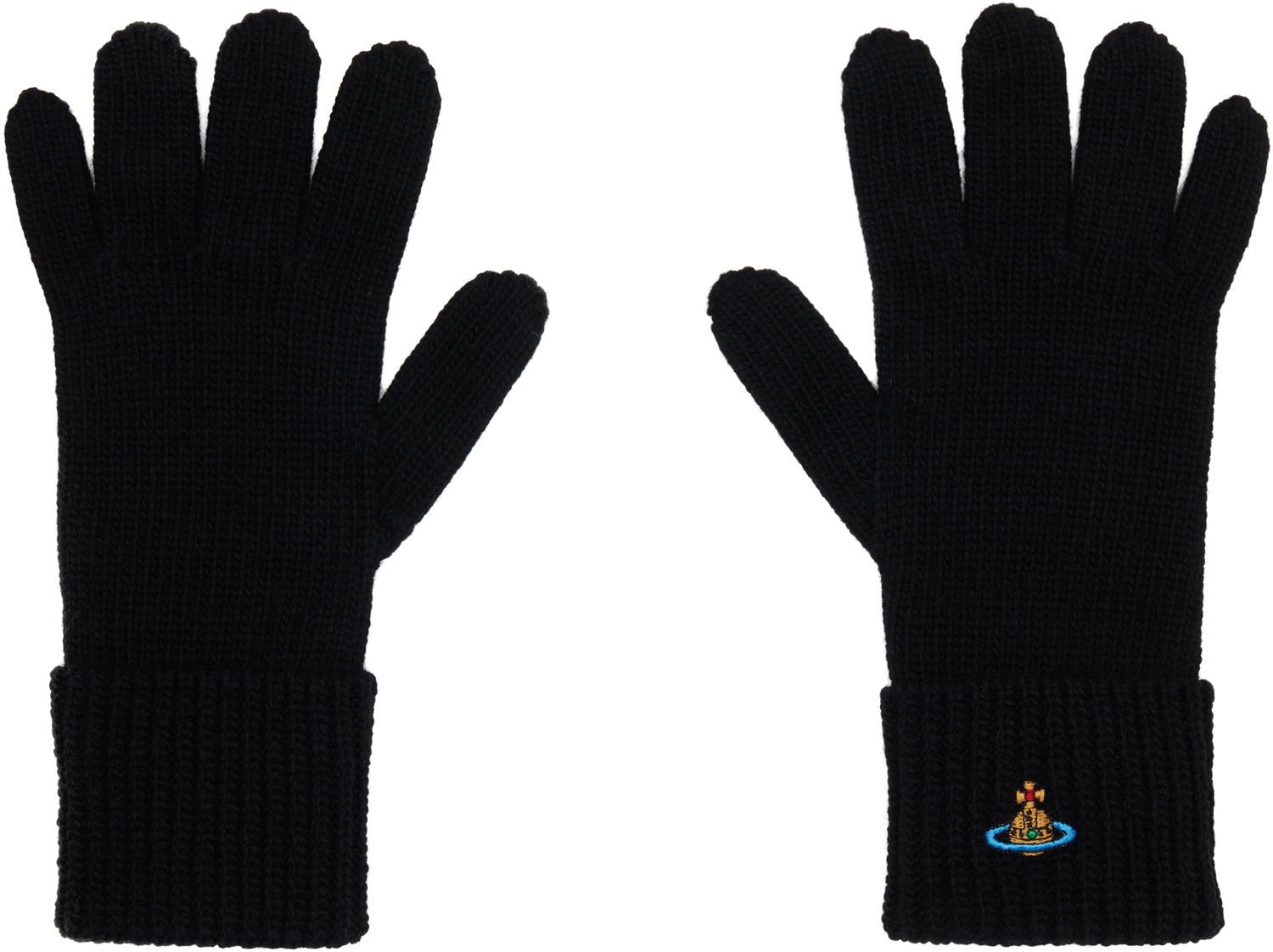 Rukavice Vivienne Westwood Sporty Knitted Orb Logo Gloves Čierna | 8202002R-K0065-, 0