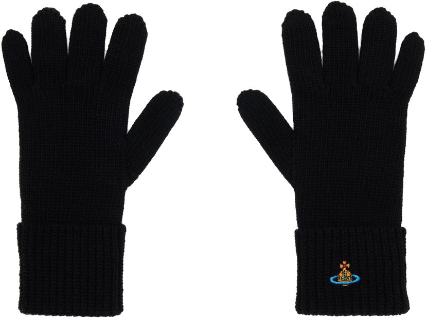 Rukavice Vivienne Westwood Sporty Knitted Orb Logo Gloves Čierna | 8202002R-K0065-