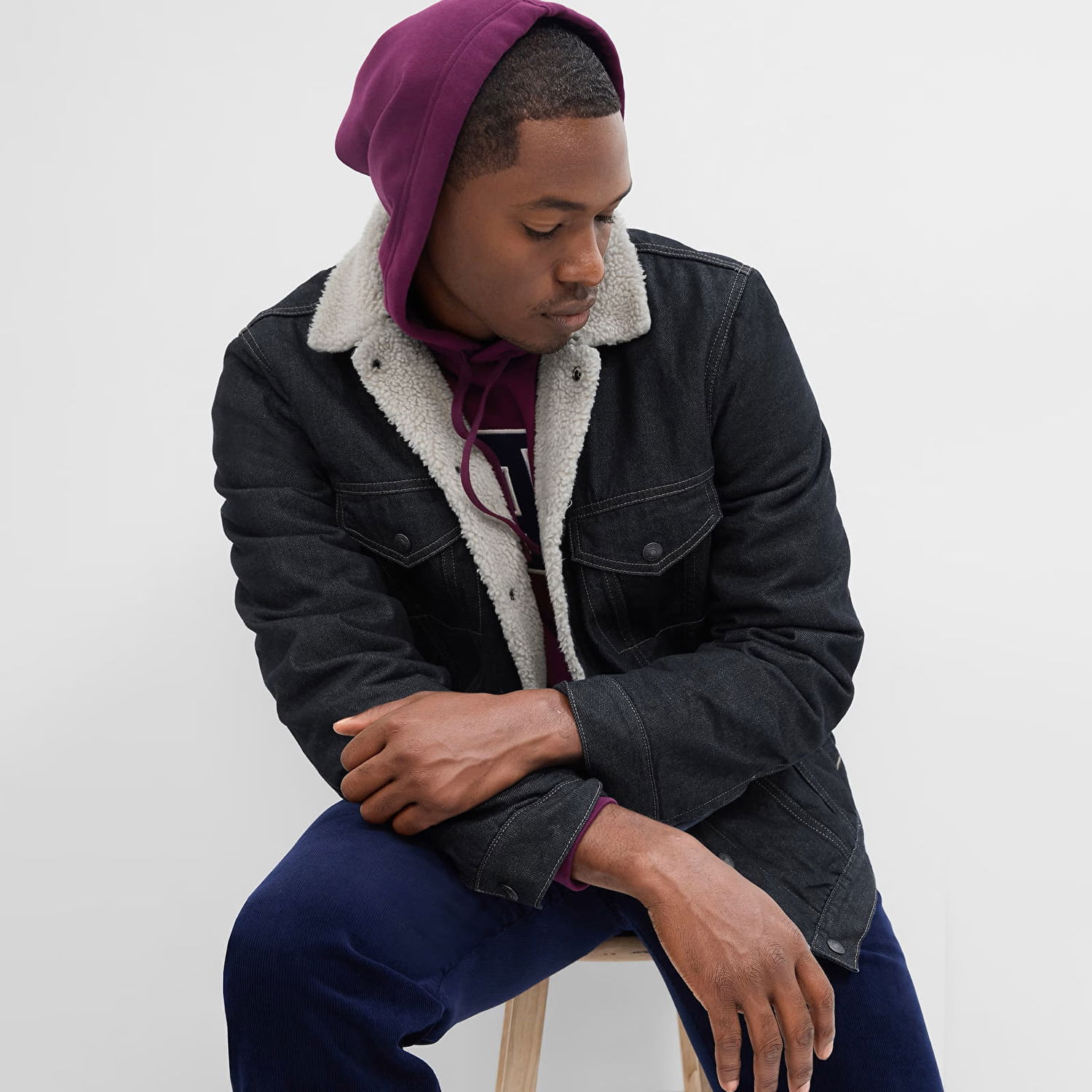 Bunda GAP Jacket Cozy Denim Jacket Rinsed M Čierna | 736375-00, 0
