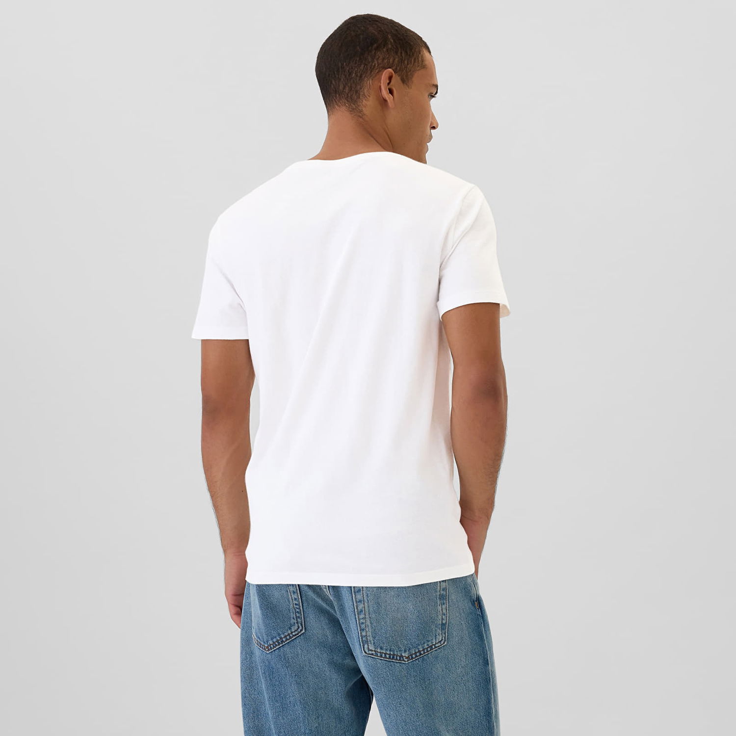 Tričko GAP T-shirt Micro Logo Vneck Tee White Global S Biela | 502020-02, 1