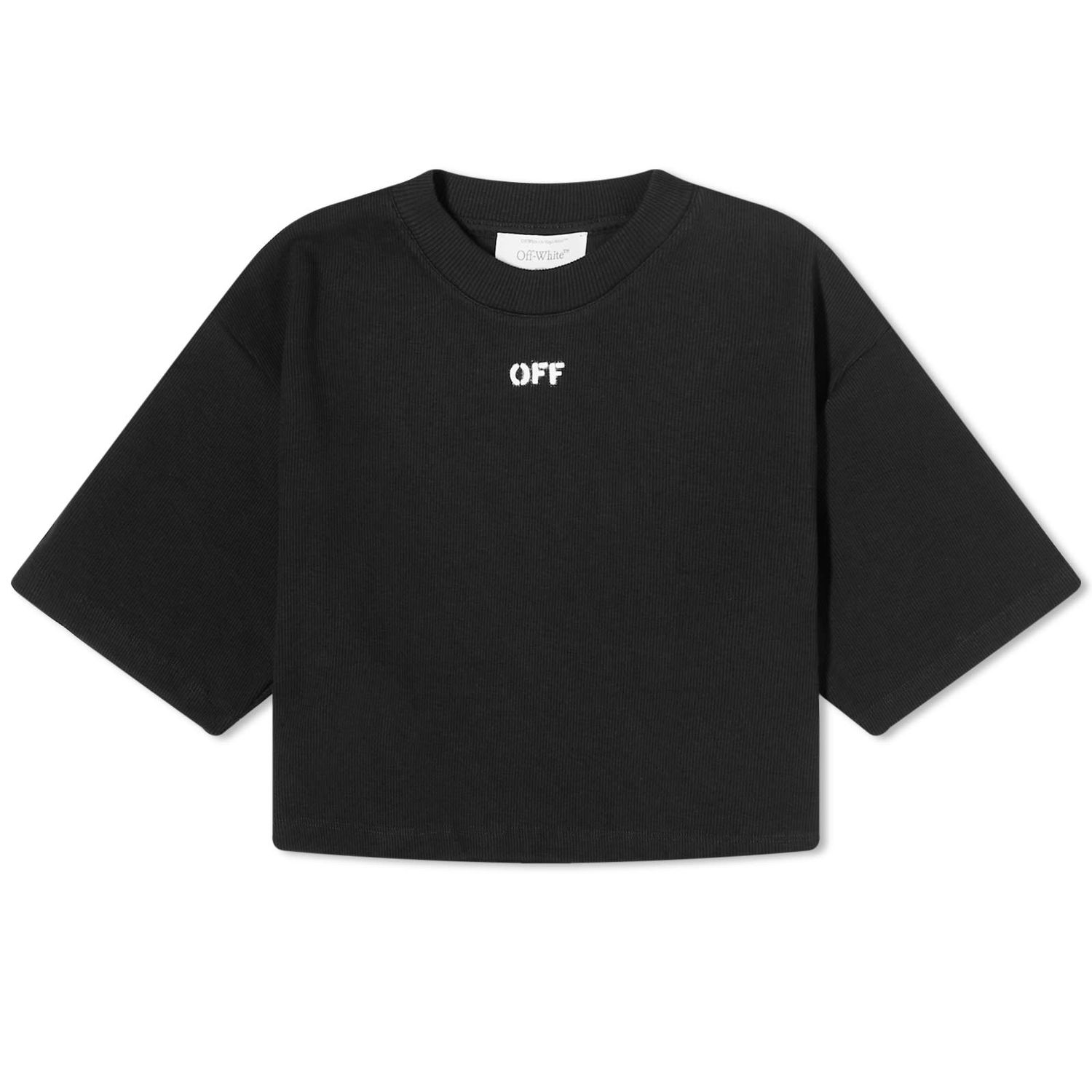 Tričko Off-White Stamp Logo Rib Crop T-Shirt Čierna | OWAA081F23JER0011001, 0