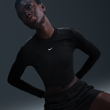 Crop Top Nike Sportswear Chill Knit Long Sleeve Cropped Top Čierna | HF5322-011, 4