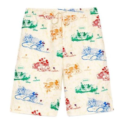 Šortky Gucci Disney Joint Print Linen Shorts Rôznofarebný | 604046-ZADJZ-9701