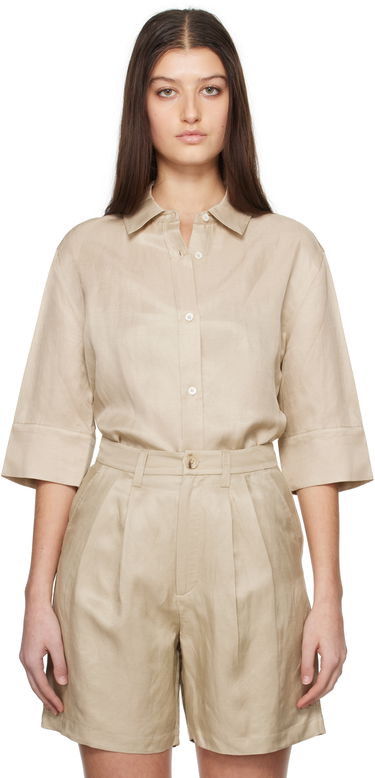 Šortky Anine Bing Anine Bing Mary Linen Collared Shirt Béžová | A-07-10803-OMA10, 0