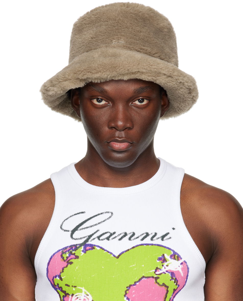 Klobúk GANNI Fluffy Tech Bucket Hat "Taupe" Béžová | A5602, 0