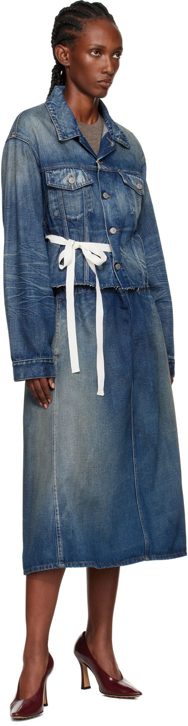 Bunda Maison Margiela MM6 Maison Margiela Cropped Denim Jacket with Tie Modrá | S52AM0340 M30017, 3