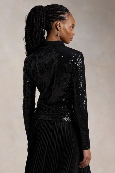 Polo tričko Polo by Ralph Lauren Sequined Long Sleeve Polo Shirt Čierna | 211955429, 1