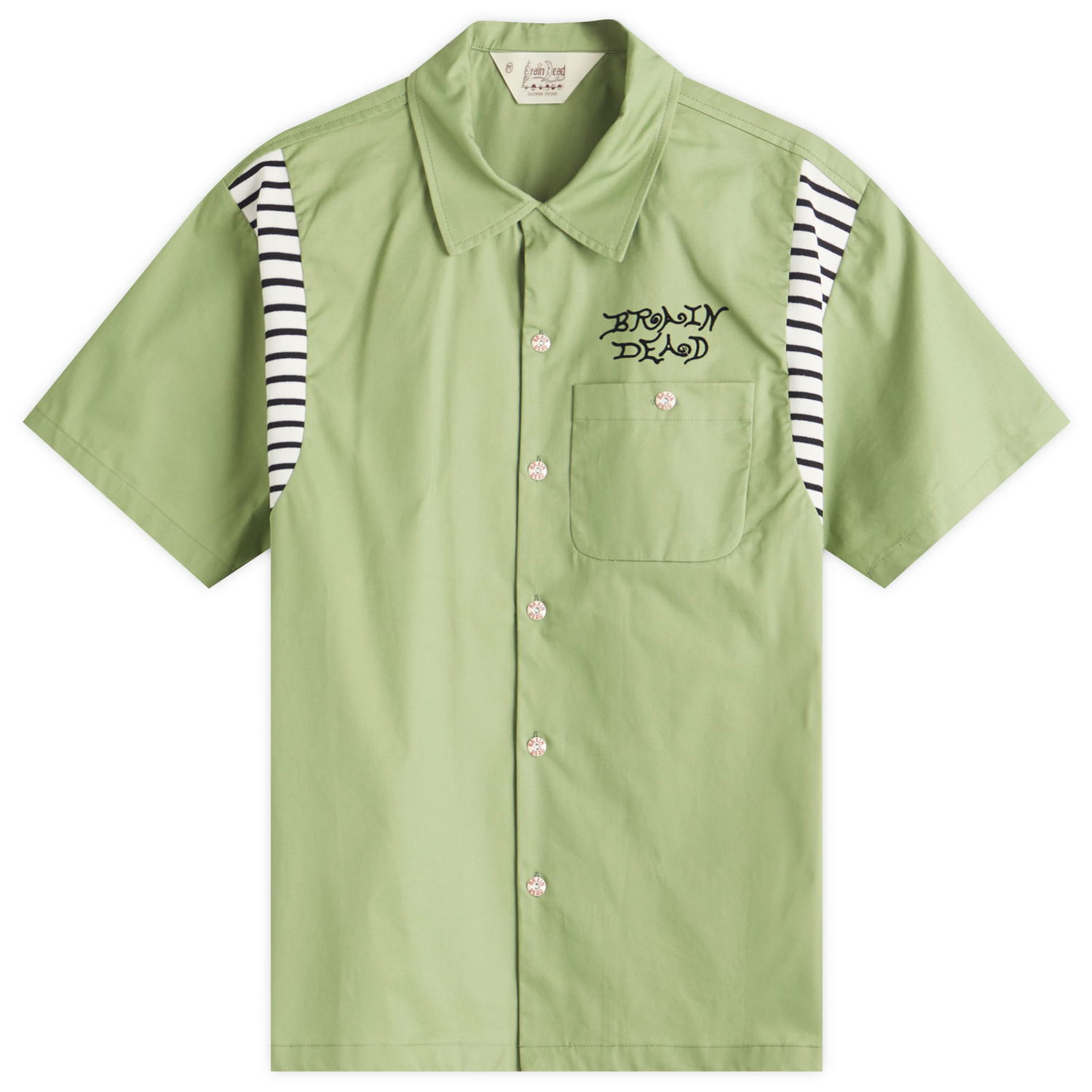 Košeľa Brain Dead Brain Dead Cobra Flocked Bowling Shirt, Size Large Zelené | BDS25T040042-SPT, 1