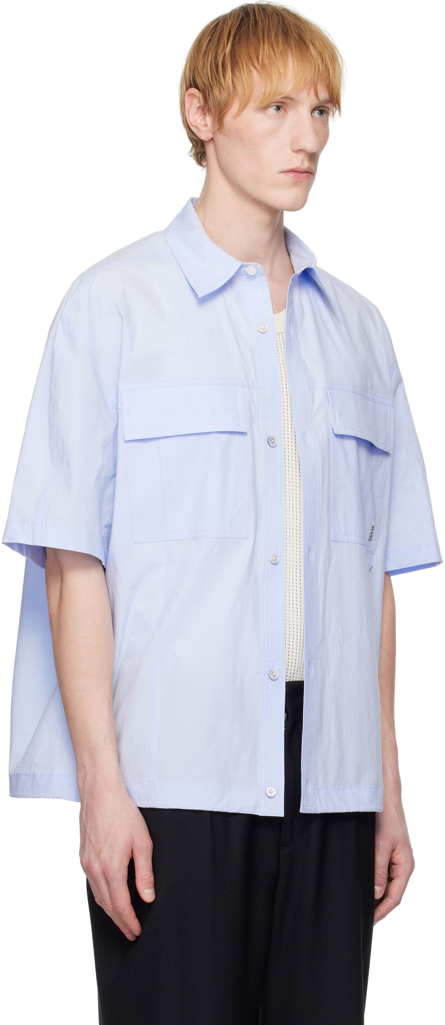 Košeľa WOOYOUNGMI WOOYOUNGMI Banding Short Sleeve Shirt Modrá | W251SH23, 1