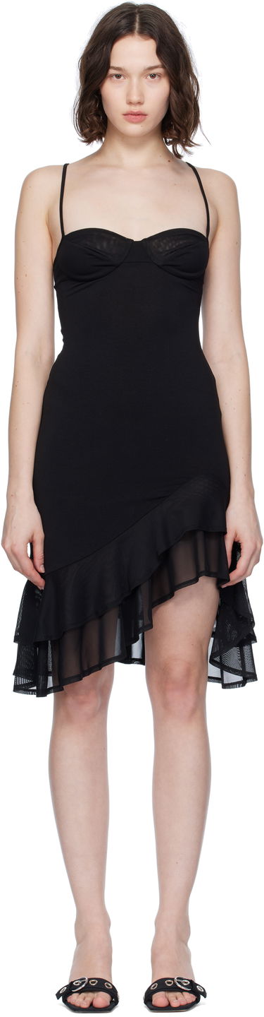 Šaty Miaou Miaou Catarina Asymmetrical Ruffle Minidress Čierna | 5057VISBLK, 0