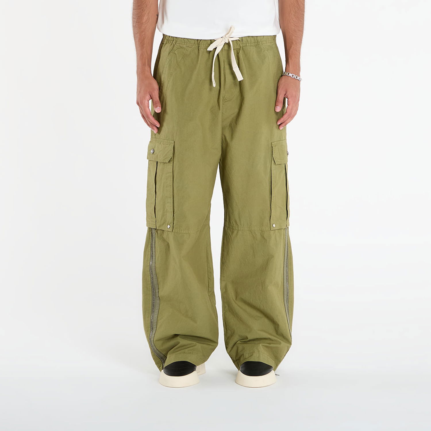 Cargo nohavice Palm Angels Palm Angels Curved Logo Cargo Pants Zelené | PMCF037F25FAB0015852, 0