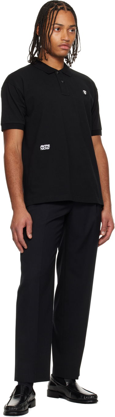 Polo tričko AAPE by A Bathing Ape 'AAPENOW' Moonface Logo Short-Sleeve Pique Polo Čierna | AAPPOM1609XXNBKX, 3