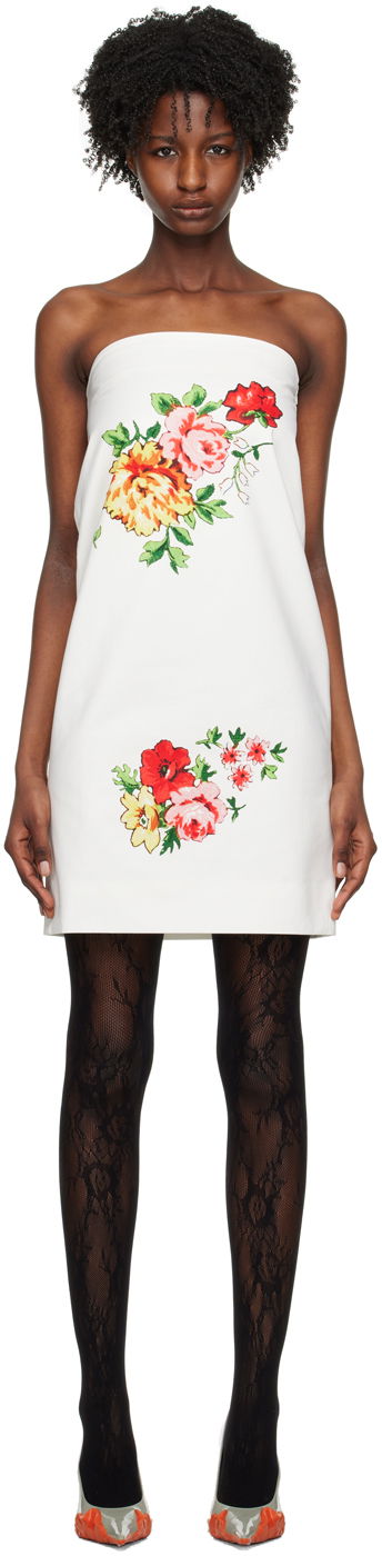 Šaty We11done We11done Printed Strapless Mini Dress Biela | WD-OP1-23-016-W-MX, 0