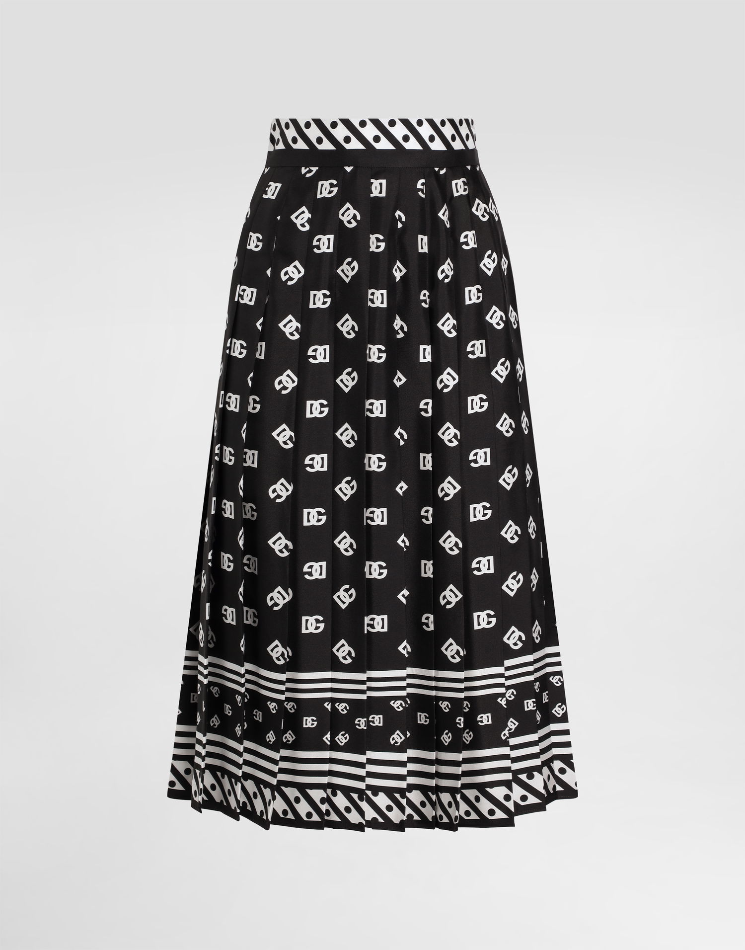 Sukňa Dolce & Gabbana Dolce & Gabbana Calf-Length Pleated Skirt with DG Logo Print Čierna | F4C2GTGDCVJN0000, 0