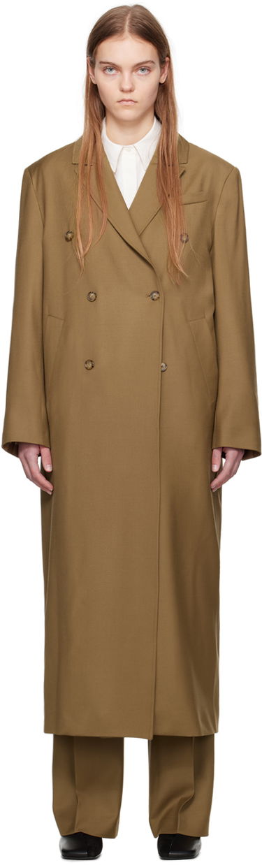 Kabáty Loulou de Saison Loulou de Saison Maisun Double-Breasted Maxi Coat Hnedá | MAISUN, 0