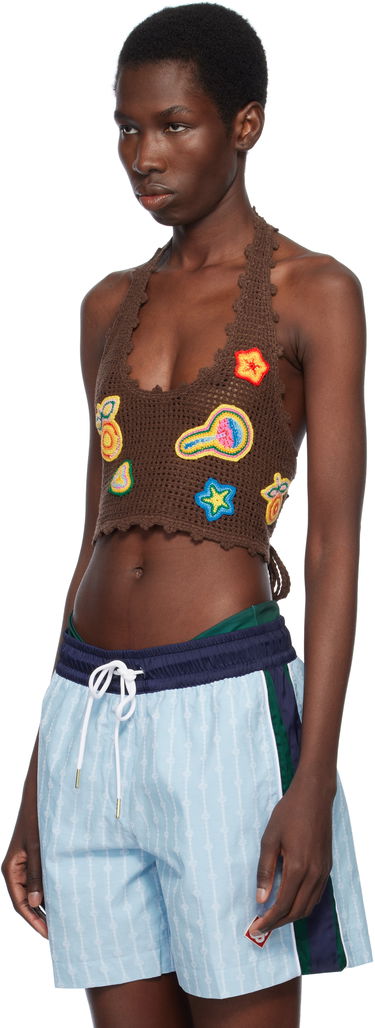Plavky Casablanca Casablanca Motif Crochet Crop Top Hnedá | WS25-KW-939-01, 3