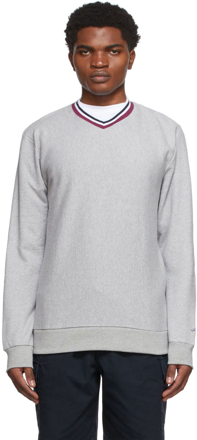 Mikina Noah Cotton V-Neck Sweater Šedá | SS045SS22HGY, 0