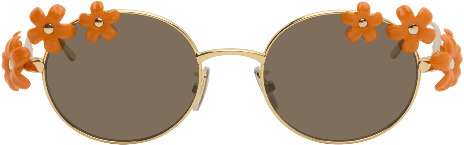 Slnečné okuliare Loewe Signature Round-Frame Floral Applique Sunglasses Metalická | LW40173UM5130F 840126861532, 0