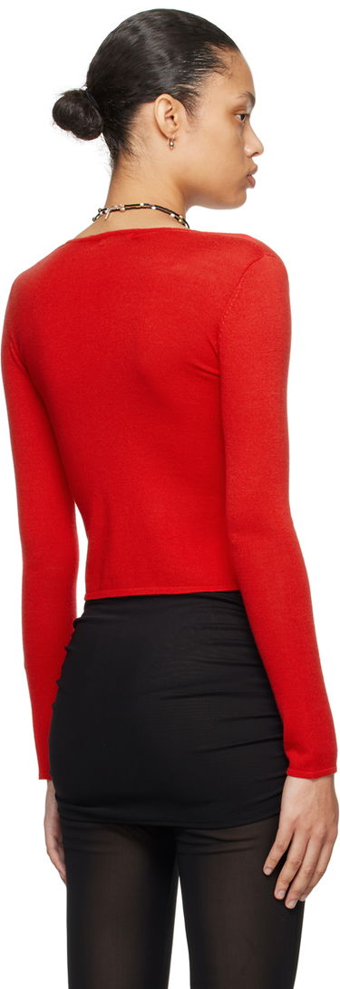 Sveter Miaou Miaou Helena Tie-Front Long Sleeve Top Červená | 7097FFKRER, 2