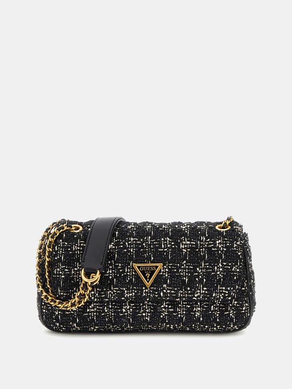 Taška cez rameno GUESS Giully Tweed Crossbody Bag Čierna | HWBT8748210, 0