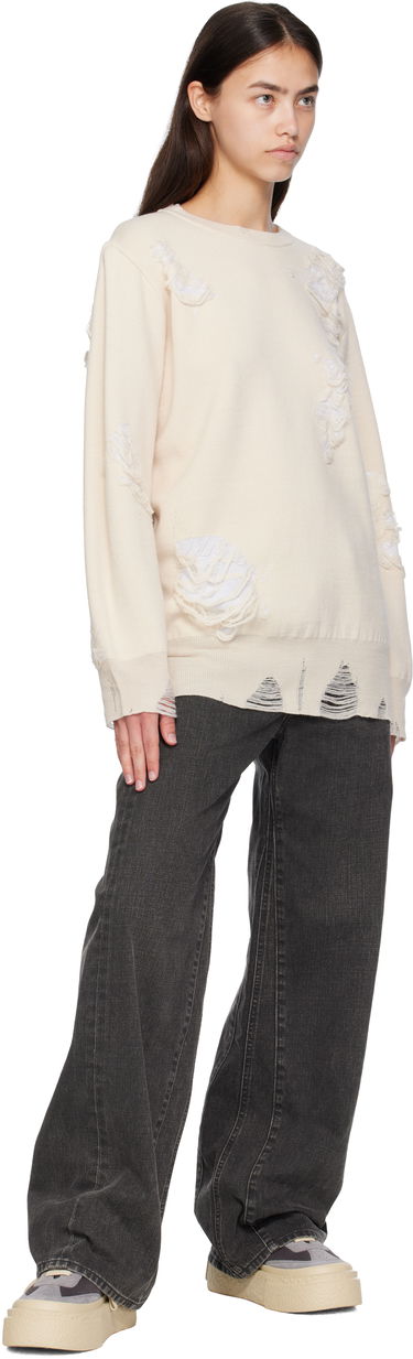 Sveter Maison Margiela MM6 Maison Margiela Double-Faced Distressed Sweater Béžová | S52HL0046 M13131, 3
