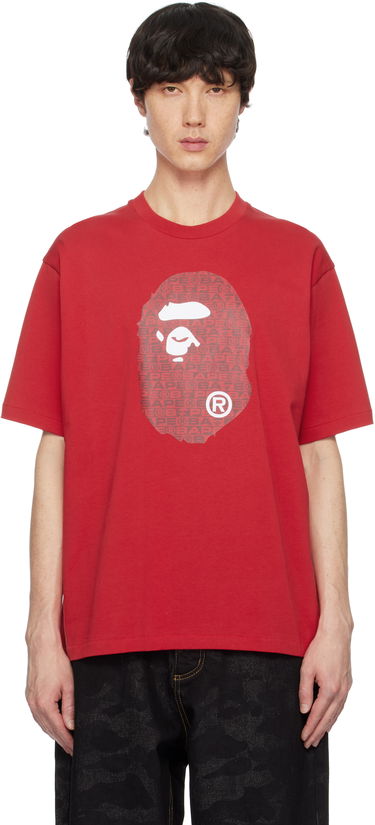 Tričko BAPE Lux Sport Pattern Ape Head T-Shirt Červená | 001TEK801322M, 0
