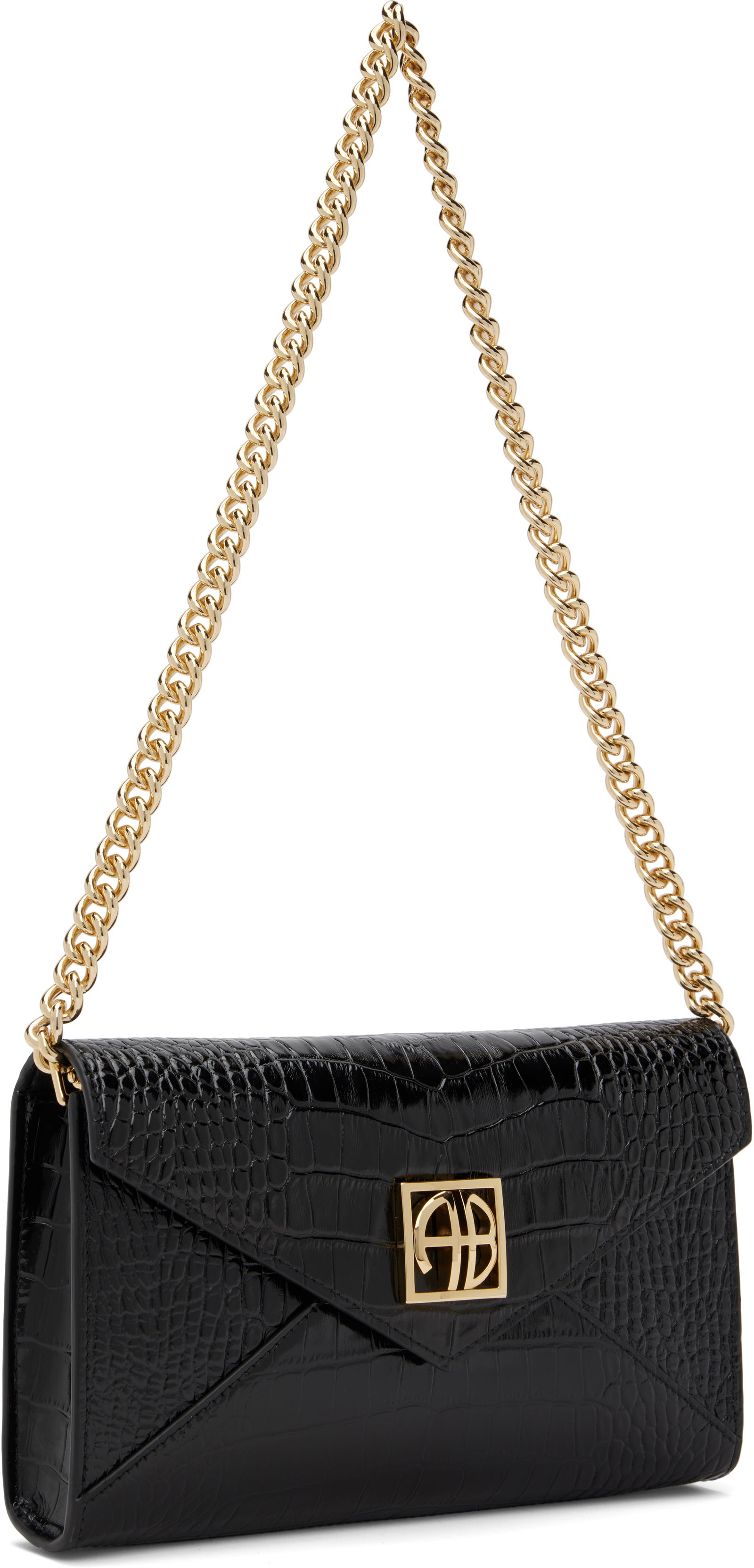 ANINE BING Small Elly Croc-Embossed Clutch Bag
