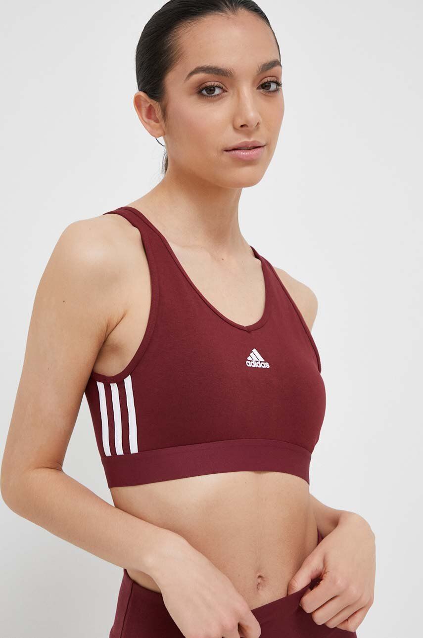 Podprsenka adidas Originals Essentials 3-Stripes Crop Top With Removable Pads Vínová | IK8320, 0