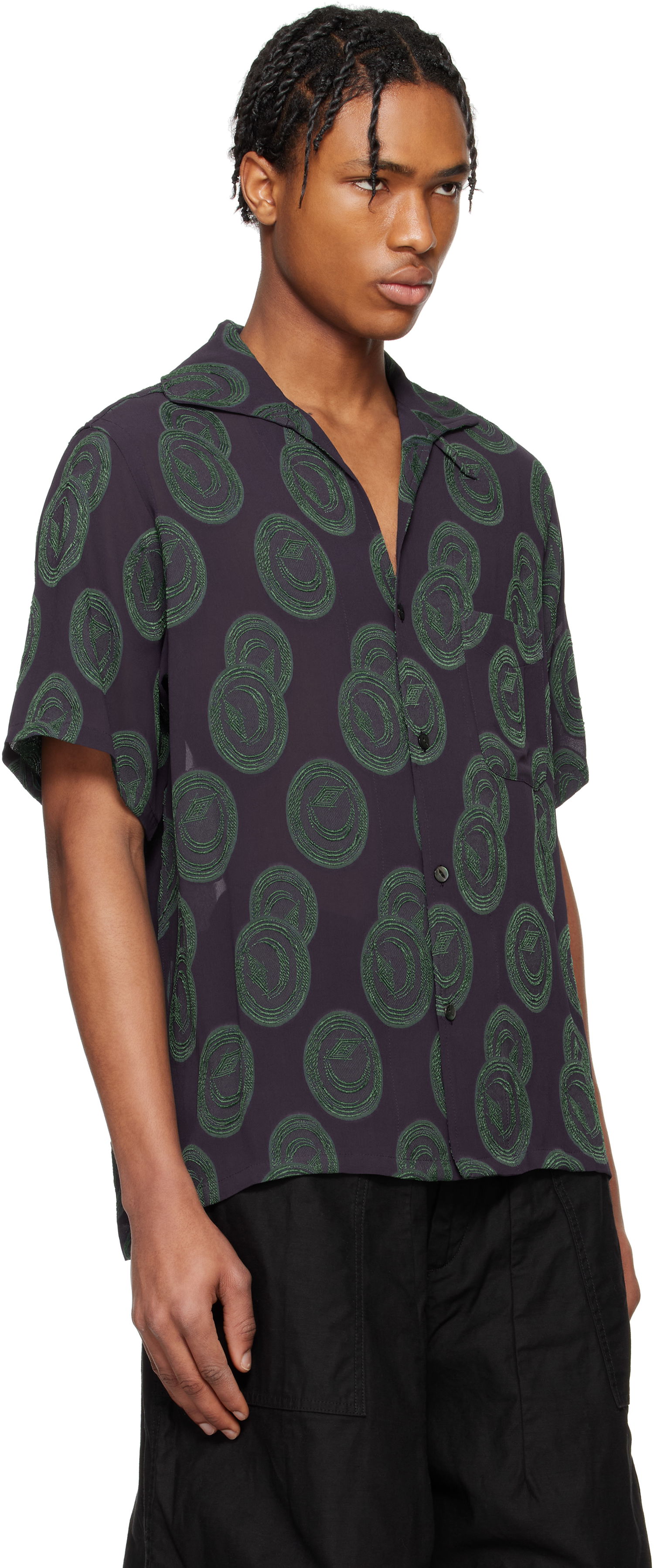 Košeľa Needles NEEDLES Short Sleeve Italian Collar Shirt Fialová | QV123, 1