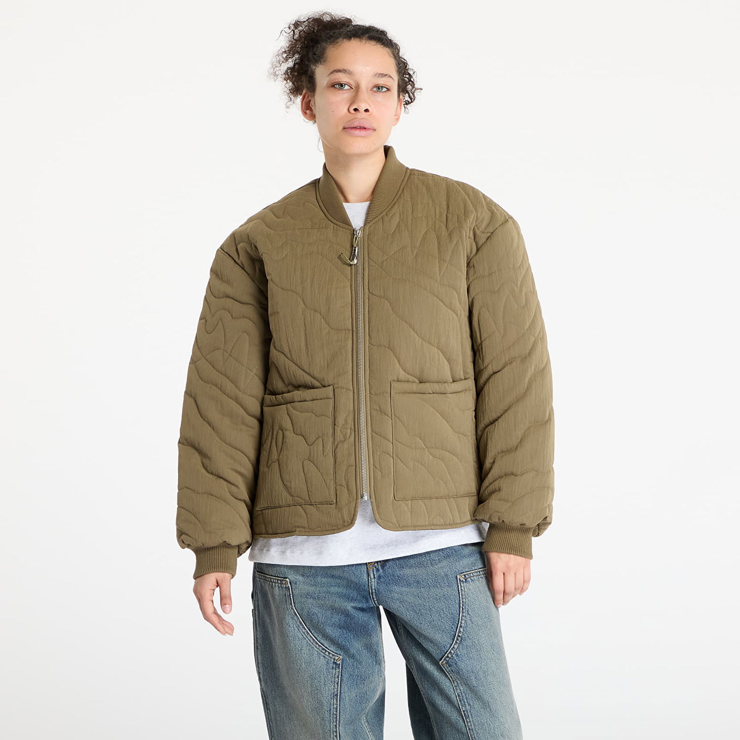Bomber bunda Footshop FTSHP Silver Lining Quilted Jacket Zelené | FTSHP_466, 1