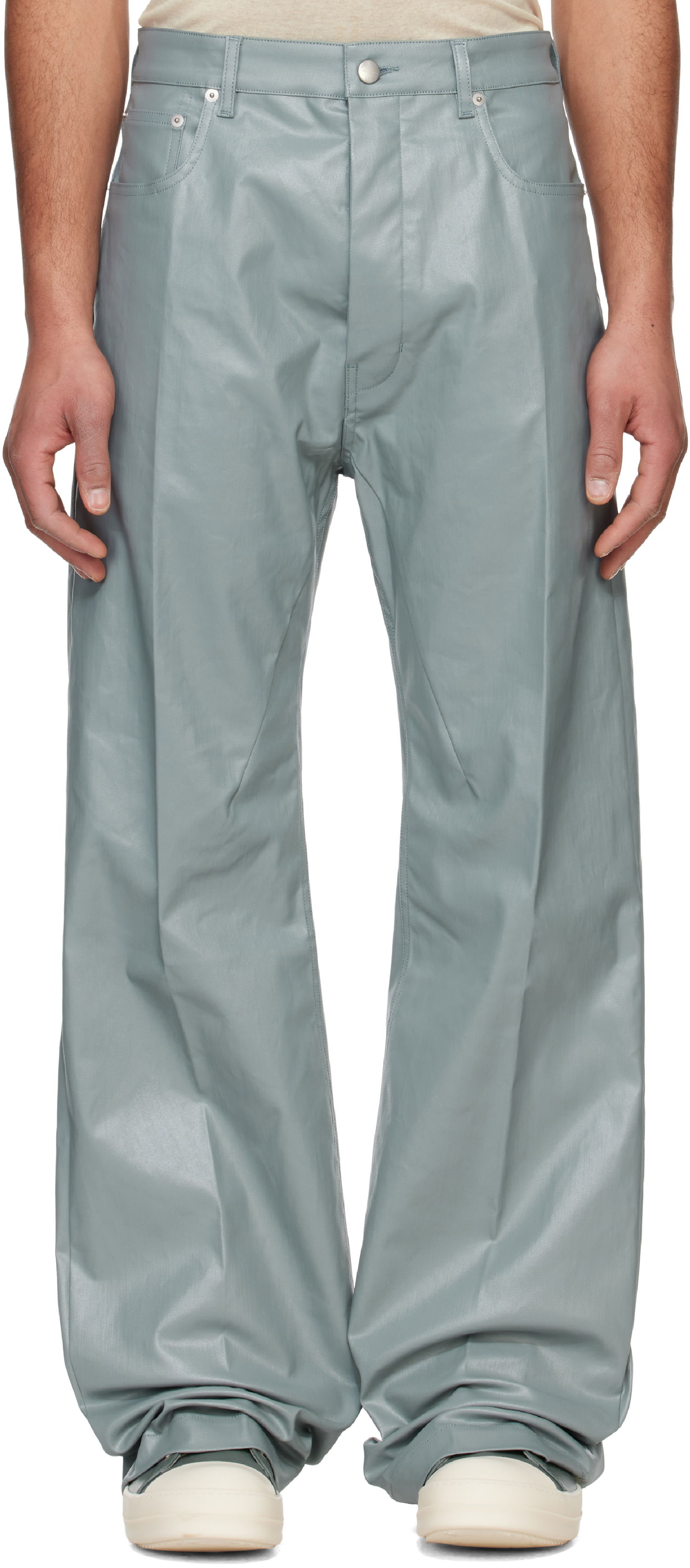Nohavice Rick Owens Rick Owens Hollywood Geth Leather Trousers Zelené | RU01E5333 SCT, 0